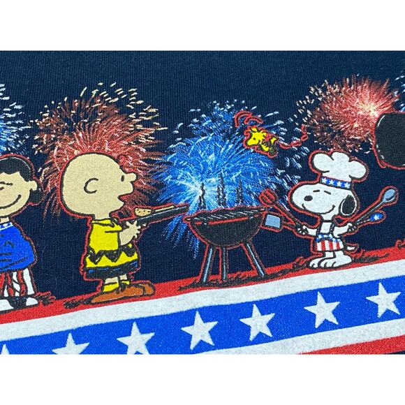 Peanuts Fourth of July Independence Day Navy Blue T-shirt Size Large - Picture 9 of 10
